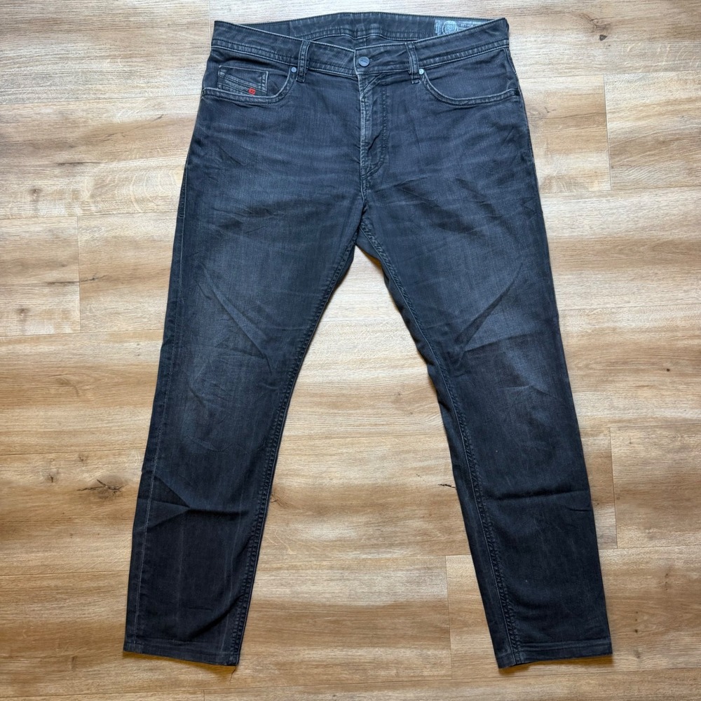 Diesel Thommer Jeans Mens 34x30 Black Slim Skinny Stretch Denim Grunge 069BG